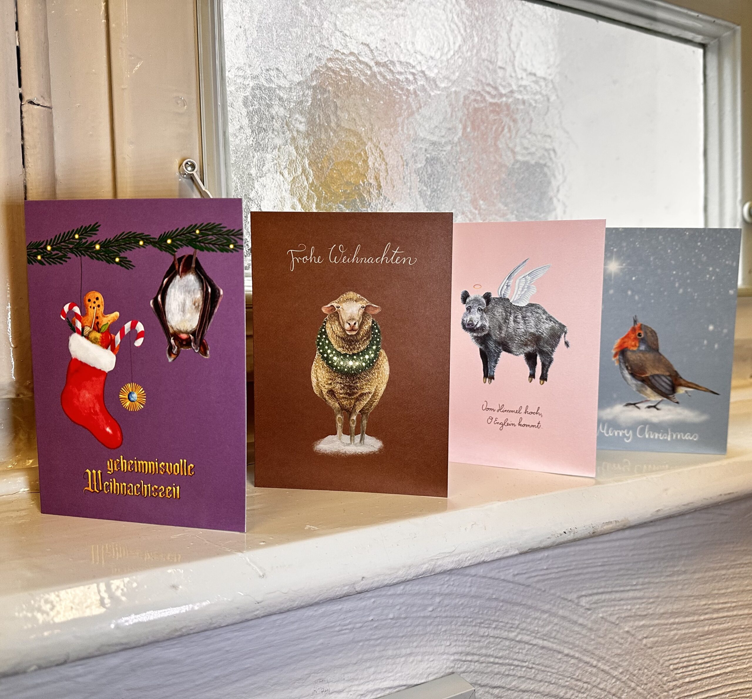 Weihnachtskarten alle Tiere 4er Pack