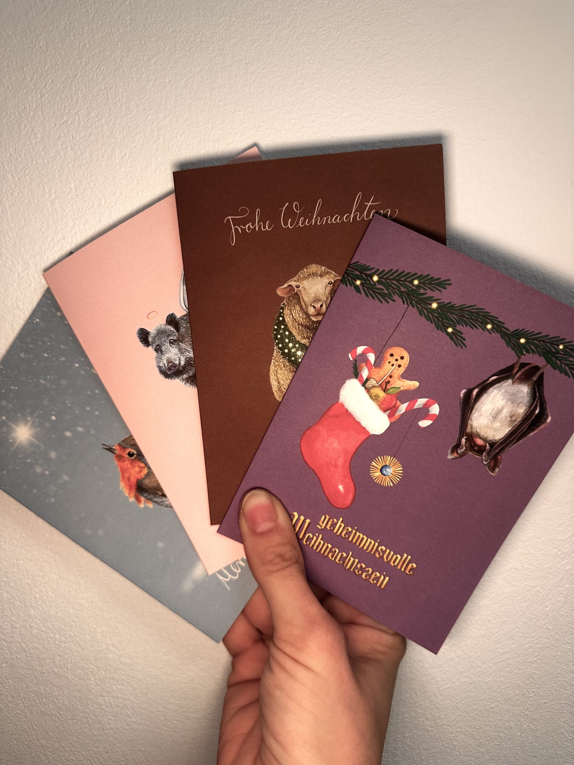 Weihnachtskarten alle Tiere 4er Pack – Bild 3